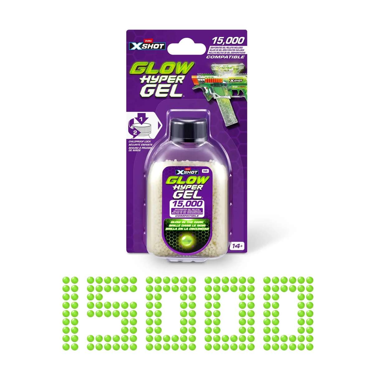 X Shot Glow Hyper Gel Pellets 15000pc (Carded)
