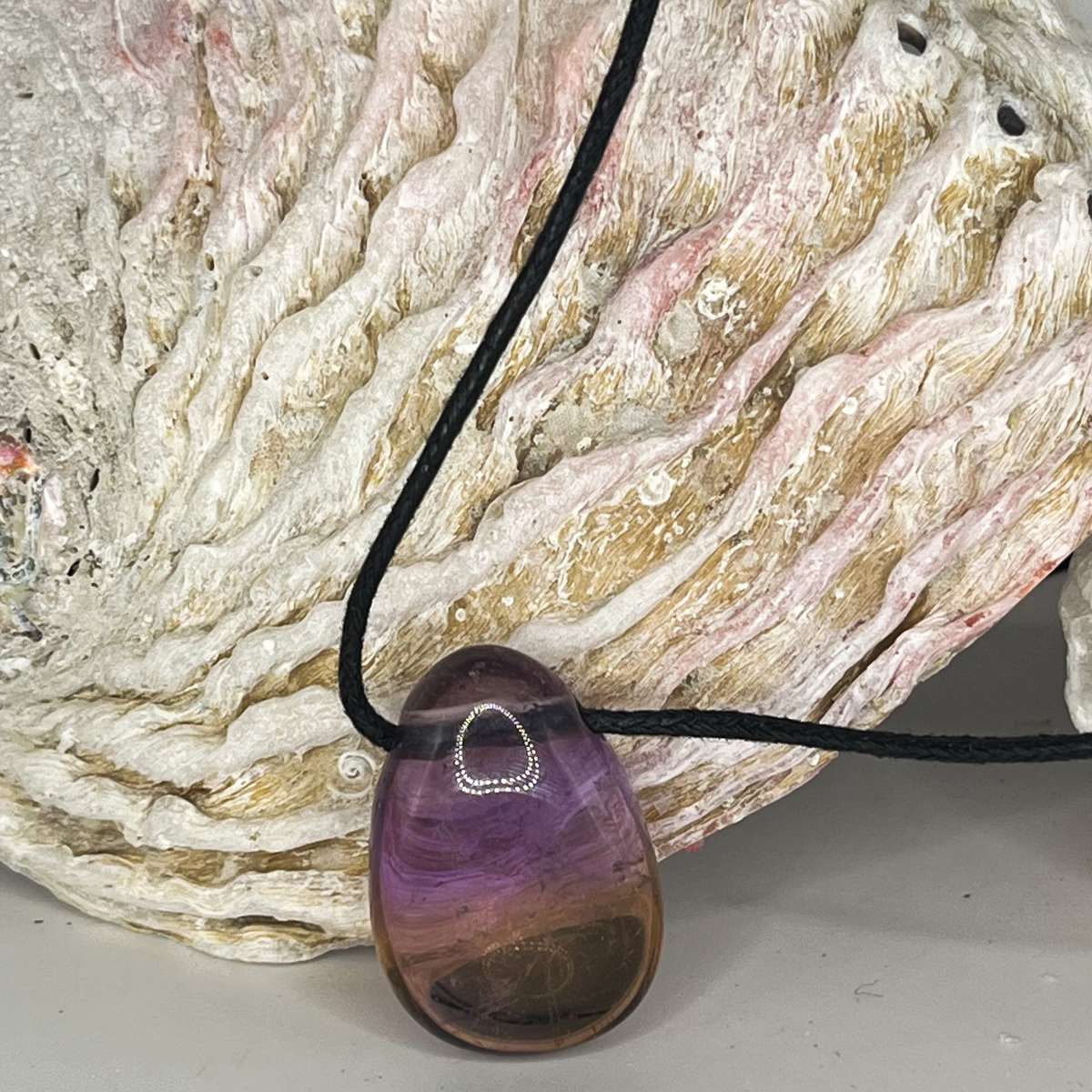 Assorted Tumble Gemstone Necklace on Black Cord - Crystal Geological