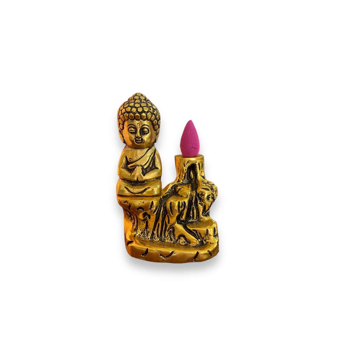 Buddha Backflow Incense Burner Metal - 12cm