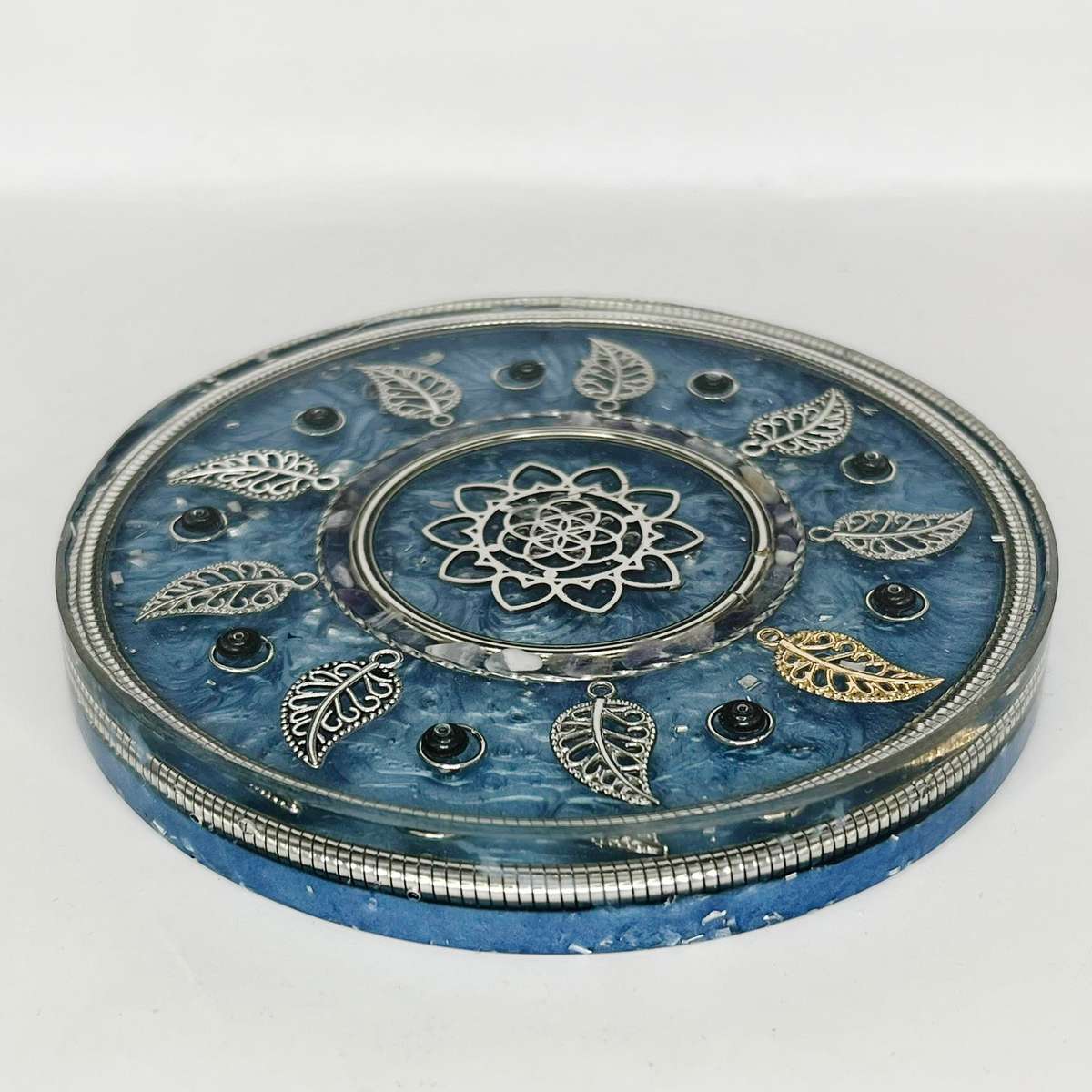Blue Leaf Coaster - Orgonite