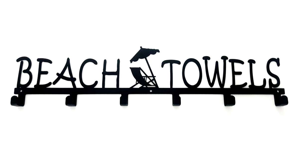 Beach Towels 6 hook towel hanger Large in Stainless steel or Black