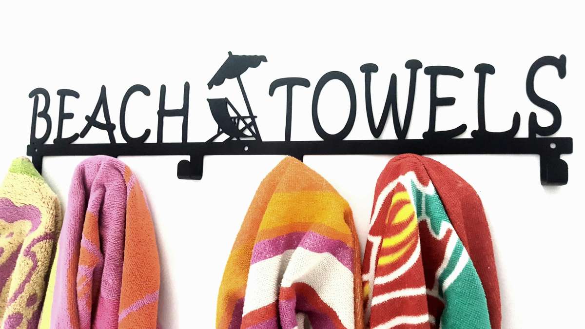 Beach Towels 6 hook towel hanger Large in Stainless steel or Black