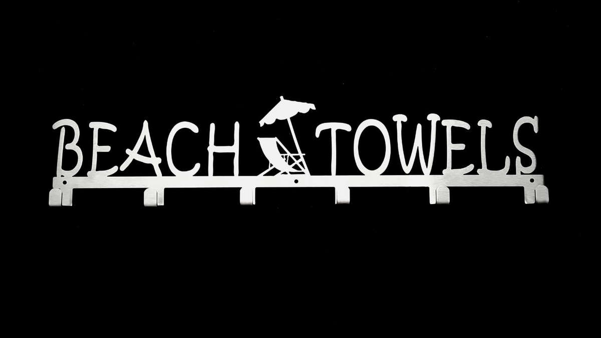 Beach Towels 6 hook towel hanger Large in Stainless steel or Black