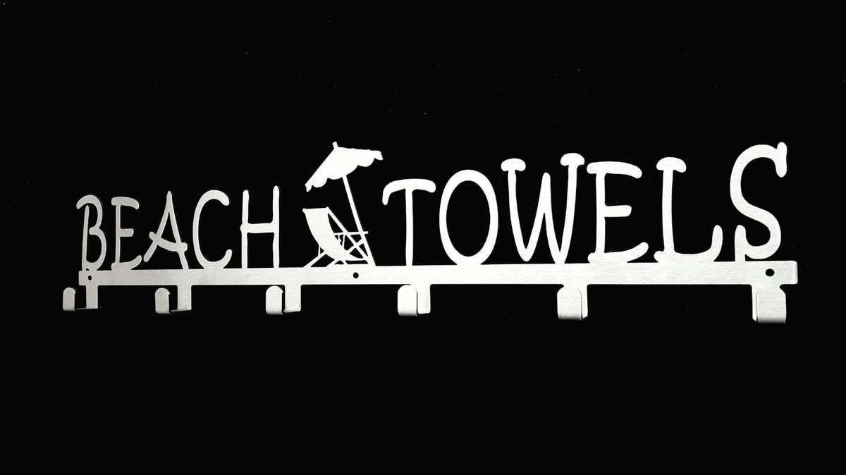 Beach Towels 6 hook towel hanger Large in Stainless steel or Black
