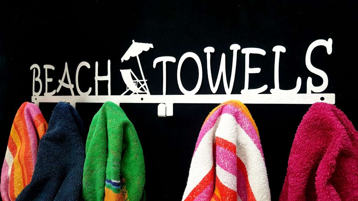 Beach Towels 6 hook towel hanger Large in Stainless steel or Black