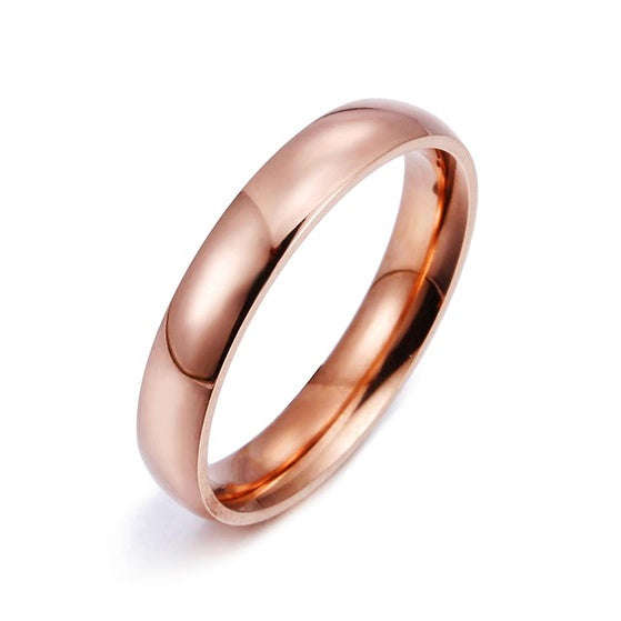 4mm Rose Gold Stainless Steel Wedding Band Ring. Size 6