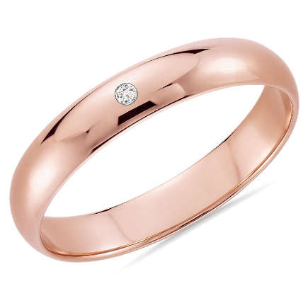 STUNNING! 0.10ct CZ Rose Gold Steel Wedding Band. Ring Size 5