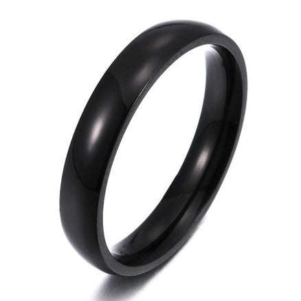 Gorgeous 4mm Wide Black Stainless Steel Ring. Size 7