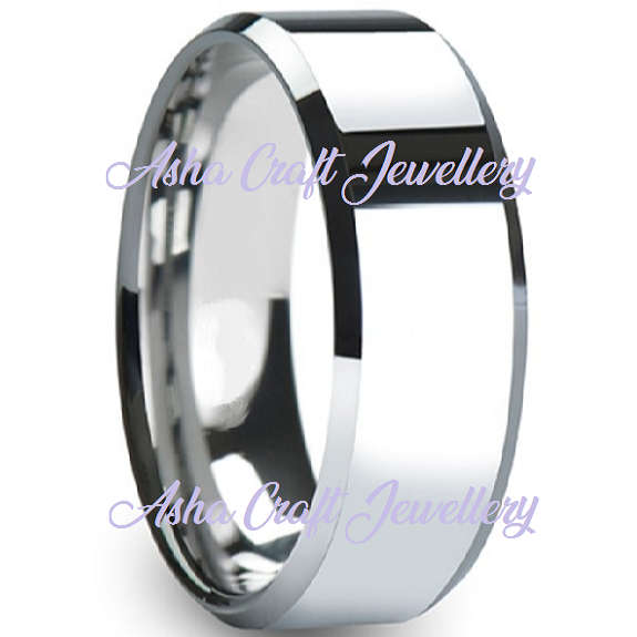Mens Polished S.Steel Wedding Band. Size 9 | R-S
