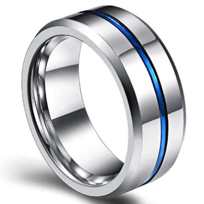 FINAL DAYS OF R1 AUCTIONS: Titanium Mens Blue Line Wedding Band. Ring Size 12