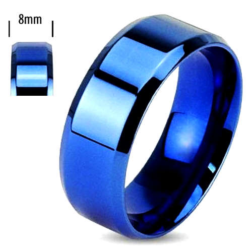 ASHA CRAFT - Mens Blue Stainless Steel Wedding Band. Size 11 | V-W