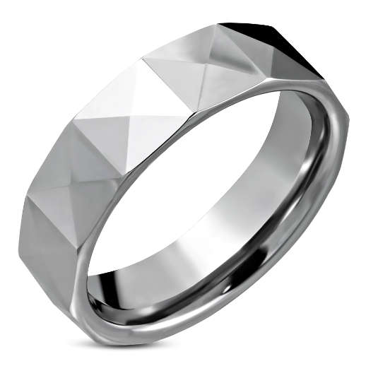 ASHA CRAFT - Tungsten Carbide Faceted Wedding Band. Size 8 | P-Q