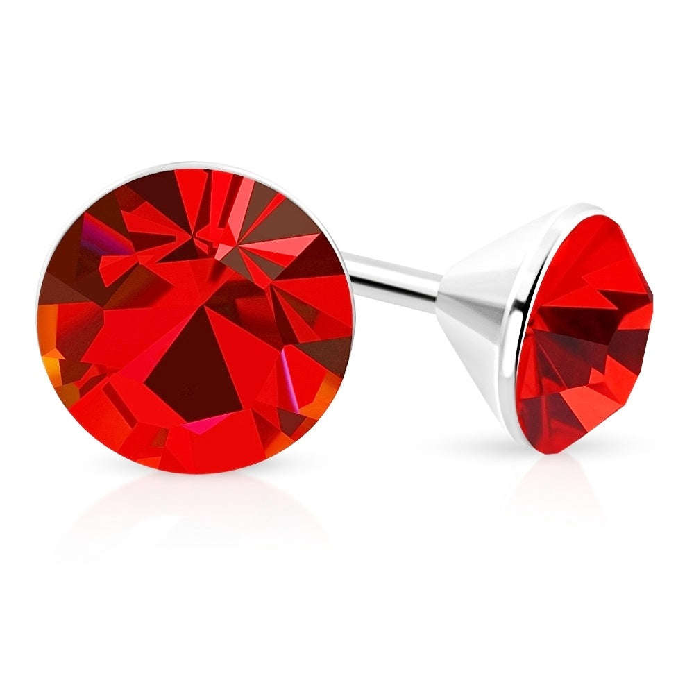 SUPER SALE! Ruby Red Crystal Facetted Stud Earrings Stainless Steel