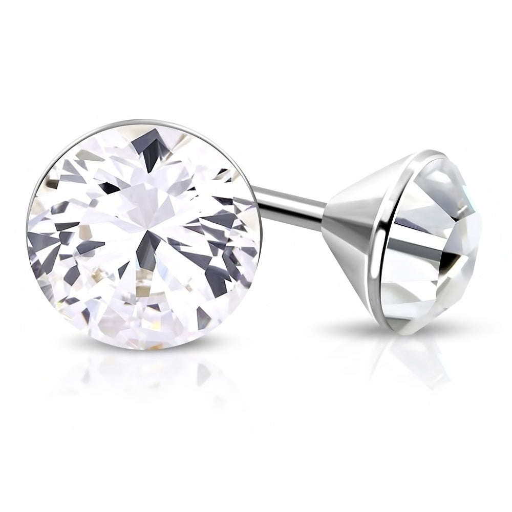FINAL DAYS OF R1 AUCTIONS: White Crystal Facetted Stud Earrings Stainless Steel
