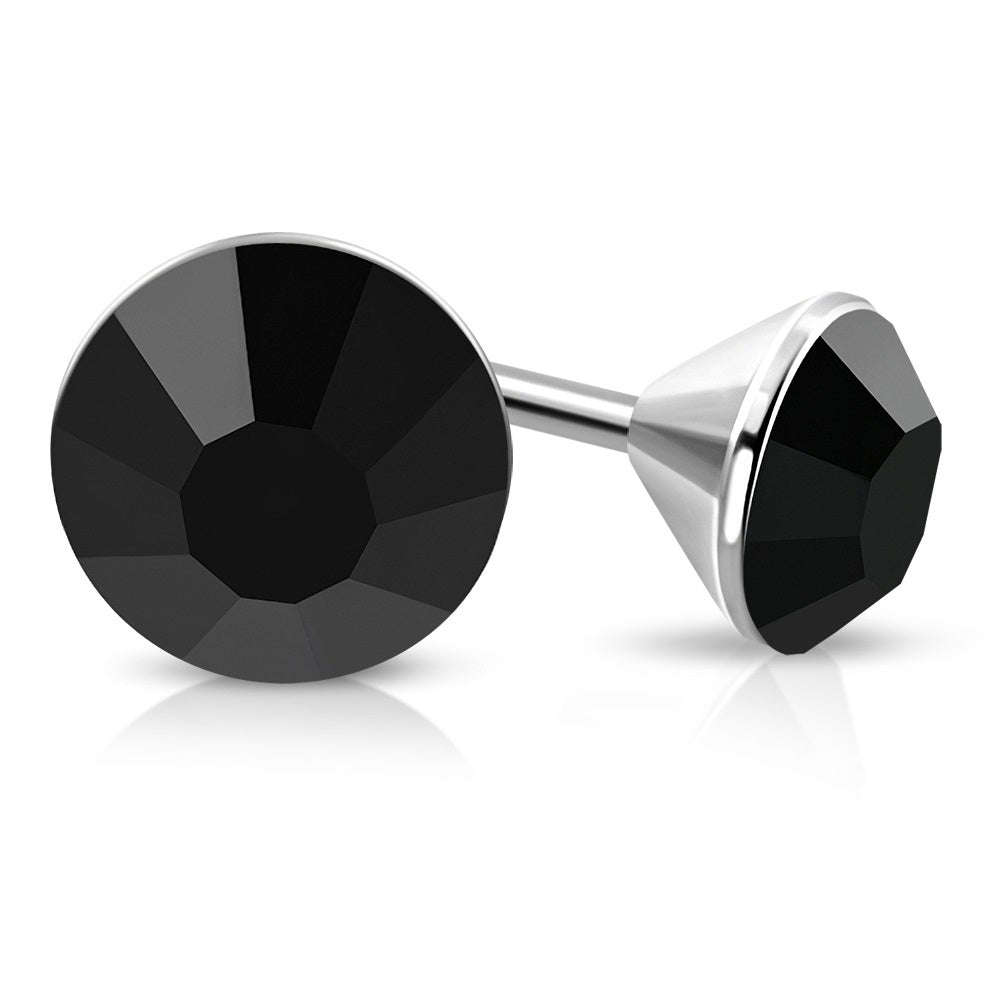 SALE! ALWAYS NIEU Lifetime Quality - Jet Black Crystal Stud Earrings Stainless Steel