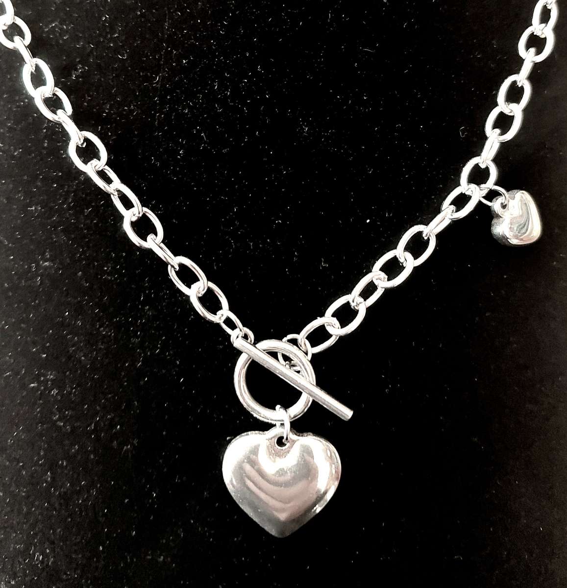 ASHA CRAFT - Heart Toggle Clasp Chunky Necklace Stainless Steel