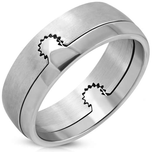 You Complete Me Interlocking Double Ring Set. Size 7