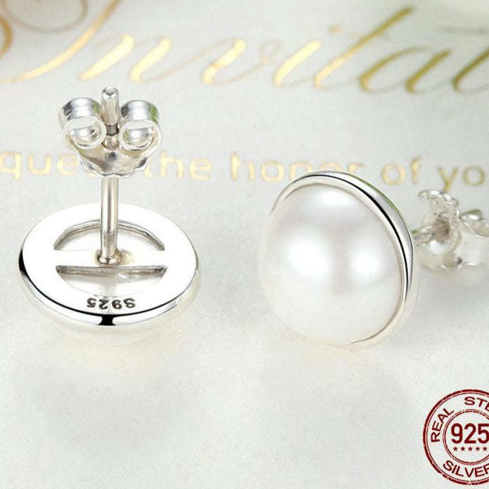 925 Sterling Silver Genuine Freshwater Pearl Stud Earrings