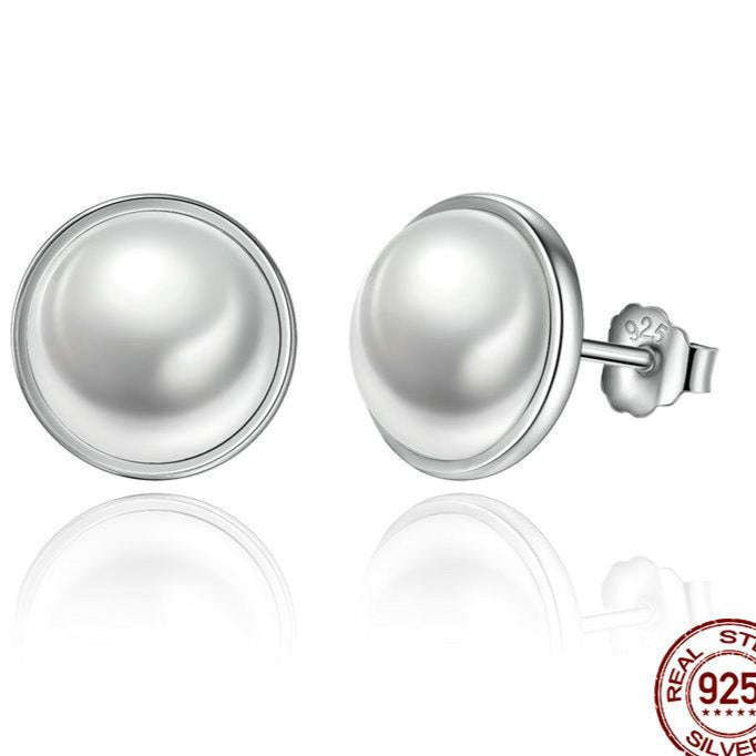 925 Sterling Silver Genuine Freshwater Pearl Stud Earrings