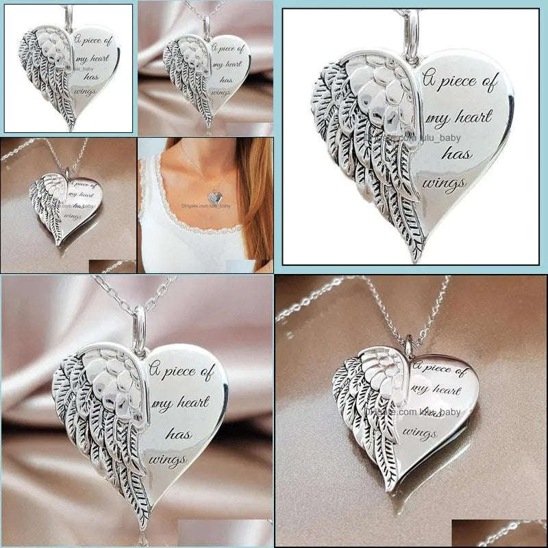 A Piece of My Heart Has Wings Pendant and Necklace