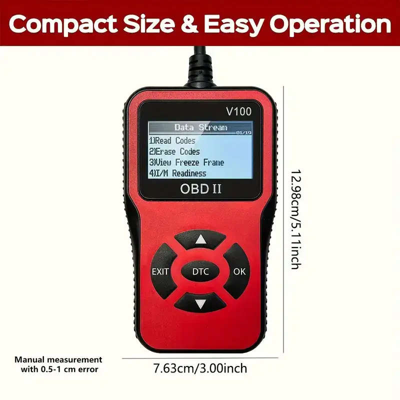 Professional Engine Fault Code Diagnostic Scan Tool for OBD II Protocol Cars | V100 OBD2 Scanner