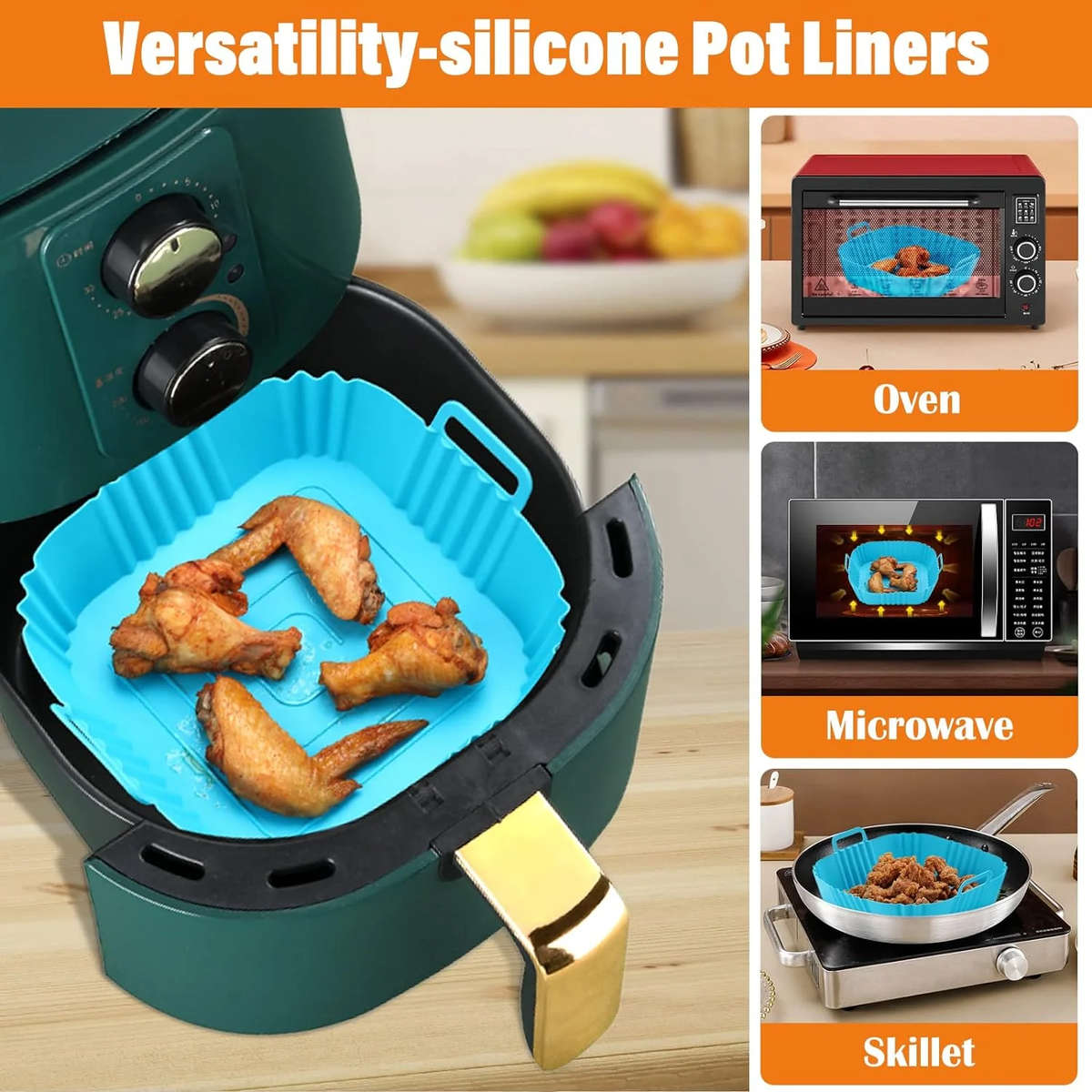 Non-Stick Reusable Silicone Air Fryer Liner Mat