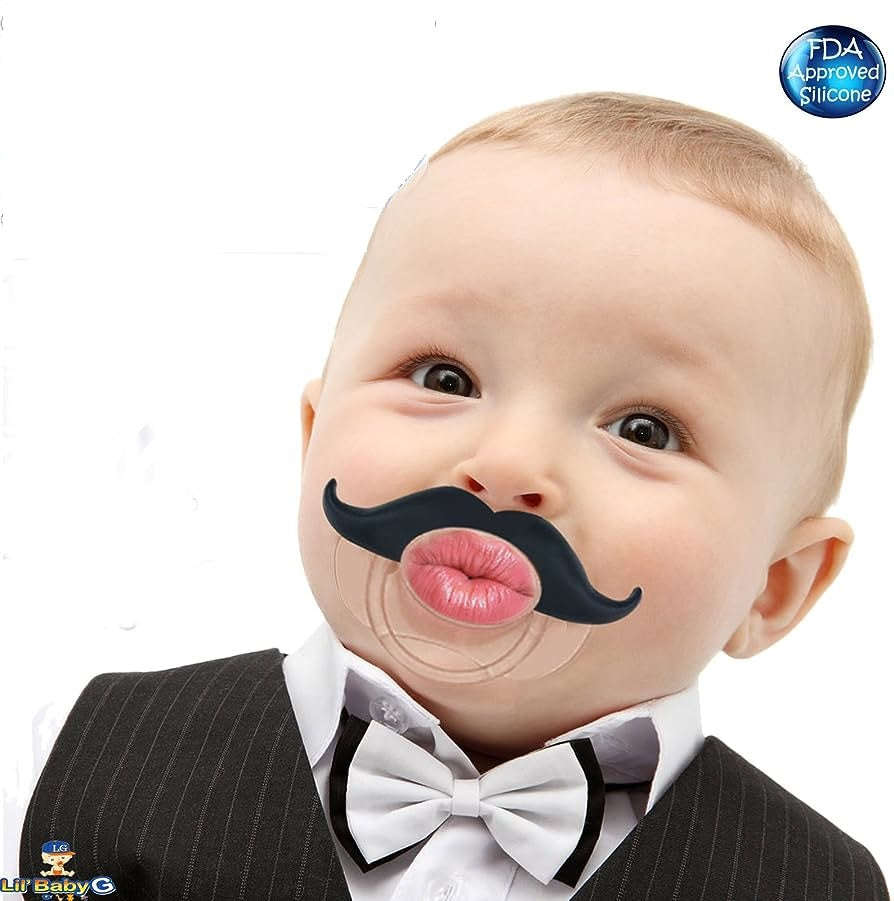 Joyful Baby Pacifier - Moustache with Red Lips
