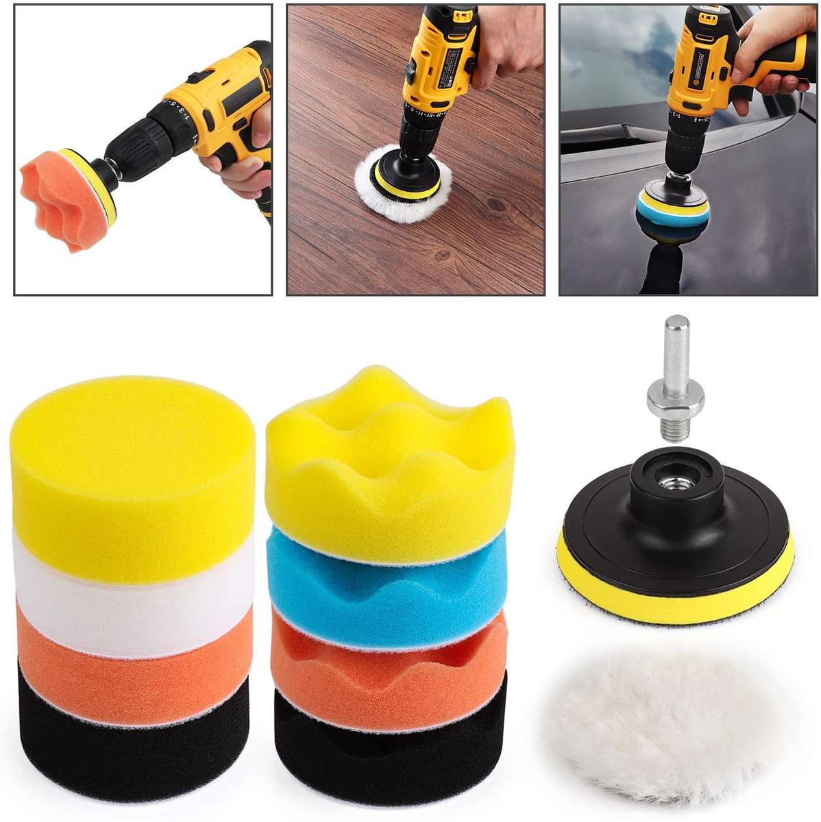 11 Piece Car Foam Drill Polishing Pad Kit