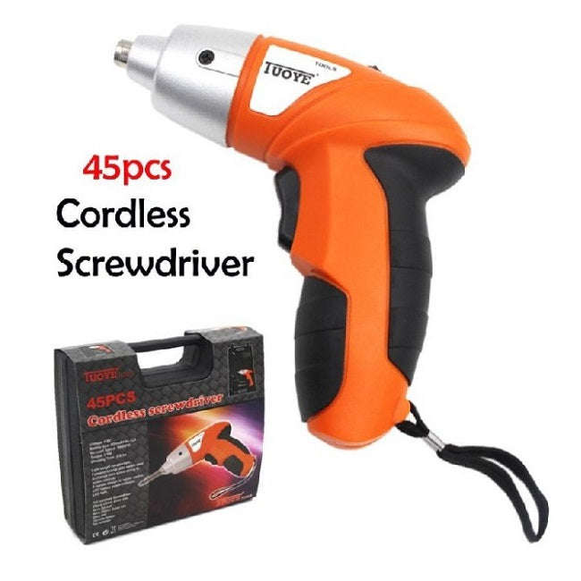 45Pcs 4.8V Rechargeable Electric Cordless Screwdriver Drill Set