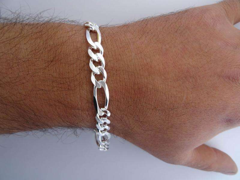 316L Solid Stainless Steel Figaro Link Chain Bracelet 22cm - 8mm
