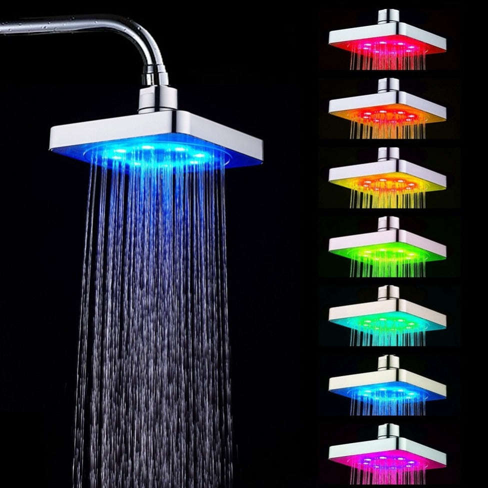 7 in 1 COLOUR CHANGING LED Rainfall Shower Head