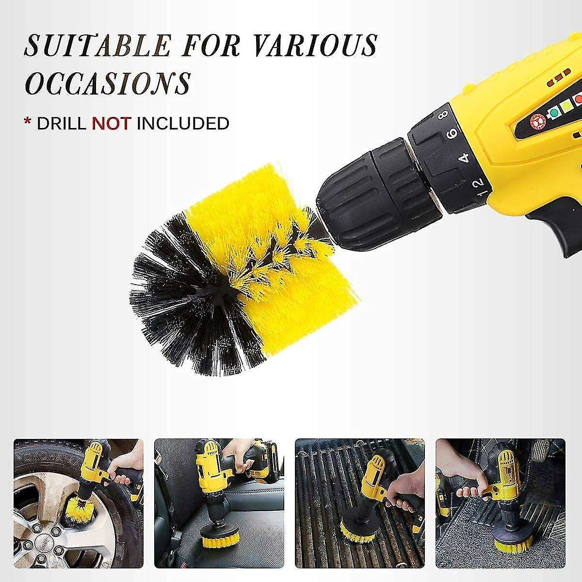 3 Piece Cleaning Brushes Kit for Electric Drill - All Purpose Power Scrubber
