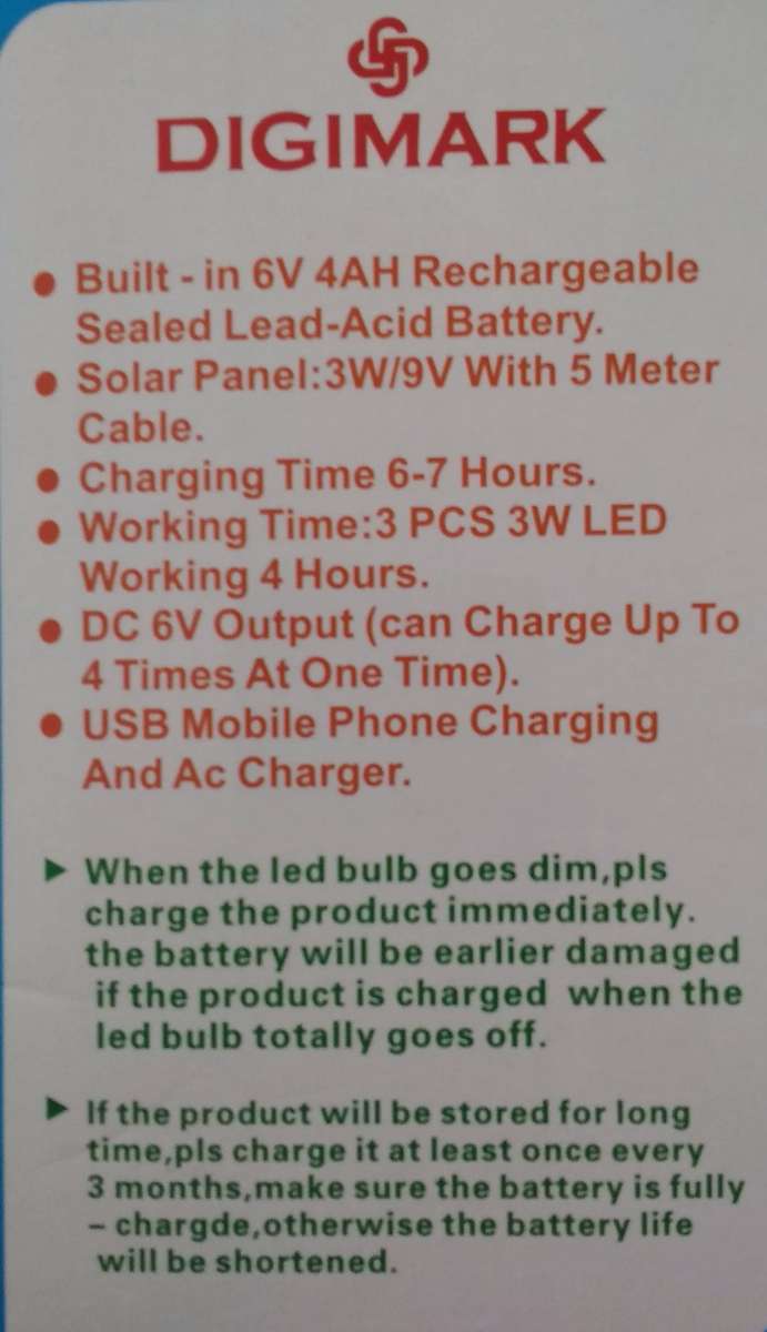 Digimark Emergency Solar Lighting System