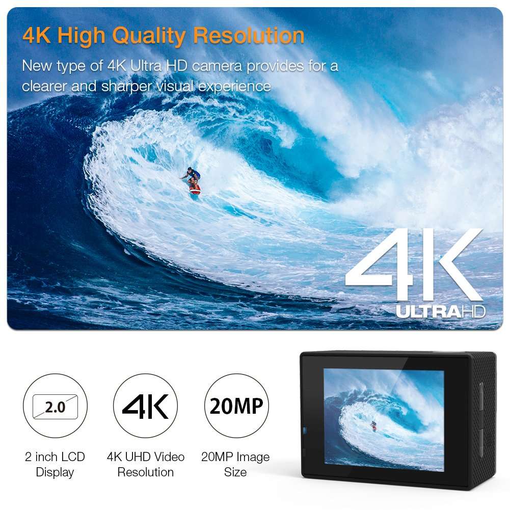 APEMAN 4K 20MP Waterproof Action Camera A80