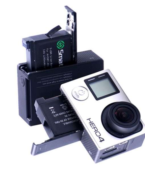 Smatree SM-004 1290mAh Li-ion Battery and 3-Channel Charger for GoPro Hero4 Silver Black