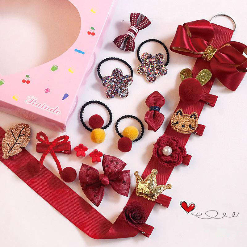 Children's Hair Clip Gift Set - Red