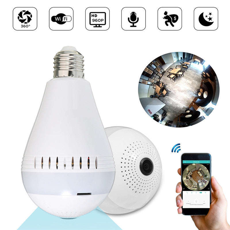 360 Panoramic Wireless Hidden Camera LED Light Bulb