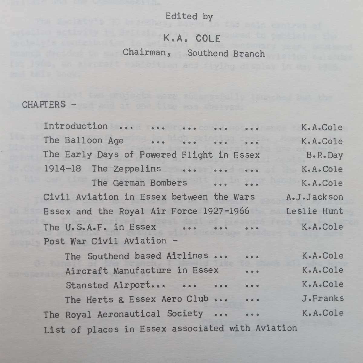 Aviation in Essex | K. A. Cole (Ed.)