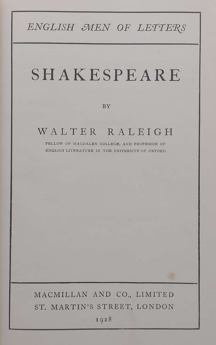 William Shakespeare (English Men of Letters Series) | Walter Raleigh