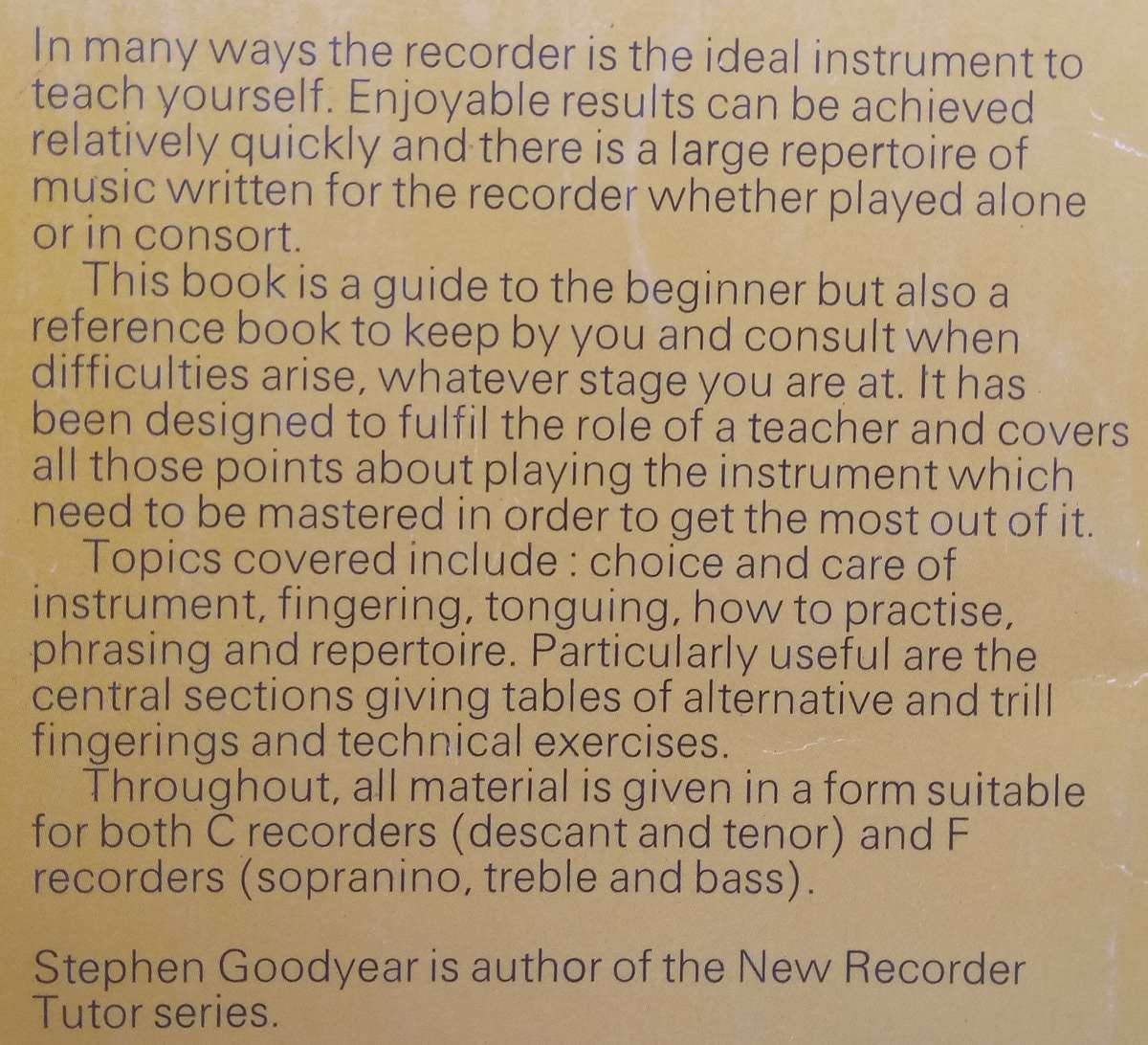 The Recorder (Teach Yourself Books) | Stephen Goodyear