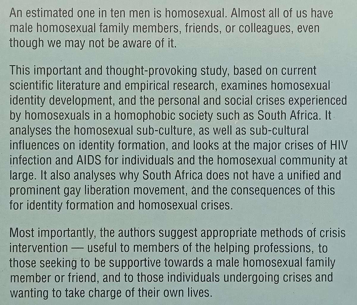 Male Homosexuality in South Africa (Inscribed by Co-Author) | Gordon Isaacs & Brian McKendrick