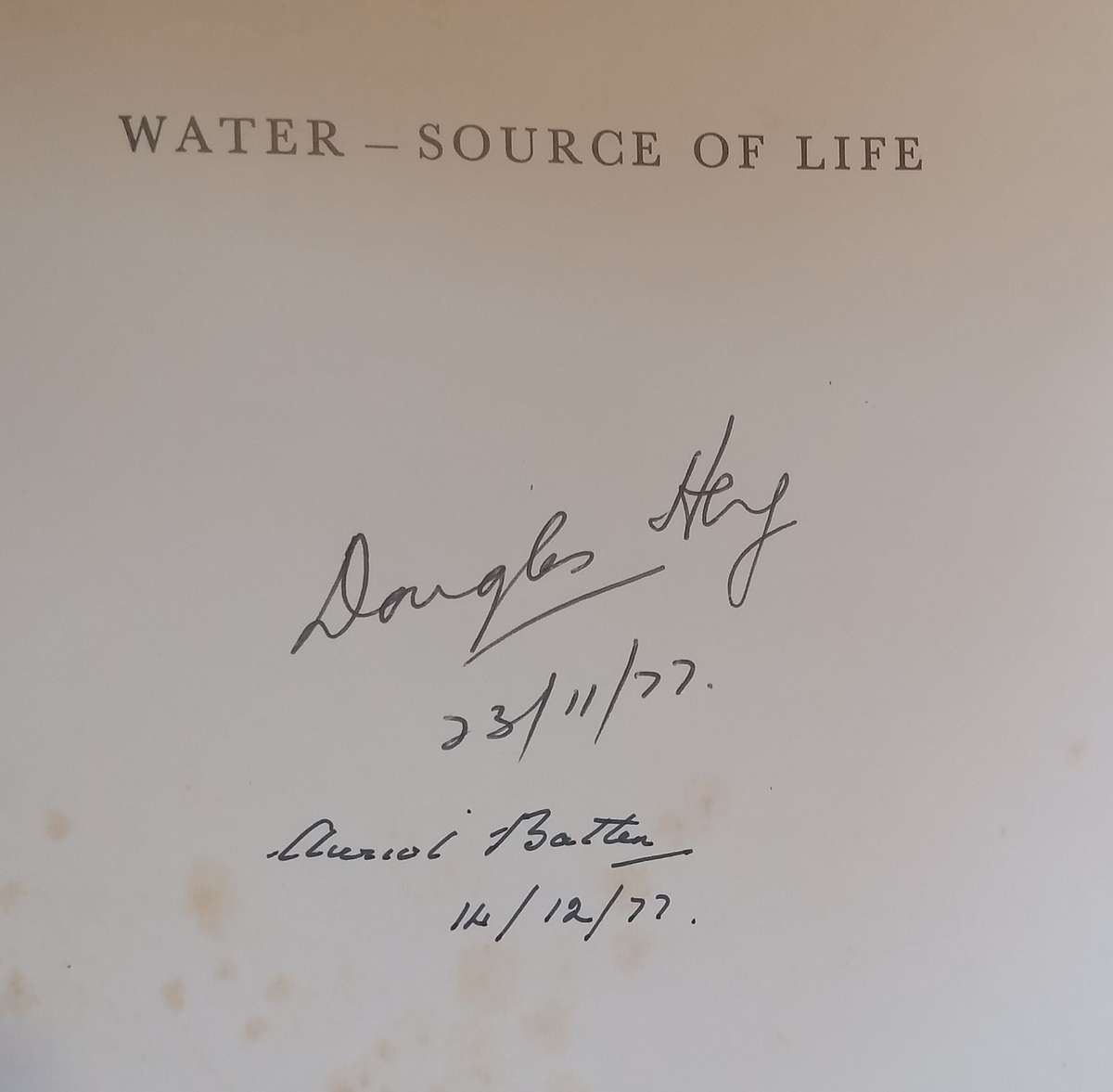 Water: Source of Life (Signed by Author and Illustrator, Inscribed by Illustrator) | Douglas Hey