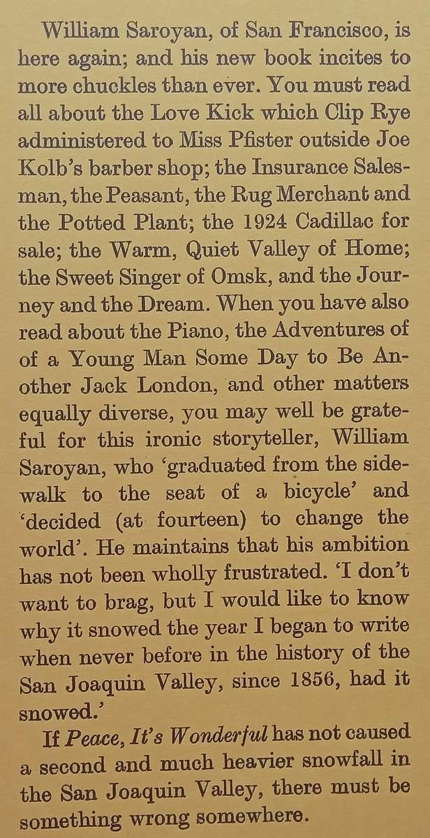 Peace, It's Wonderful (First Edition, 1940) | William Saroyan