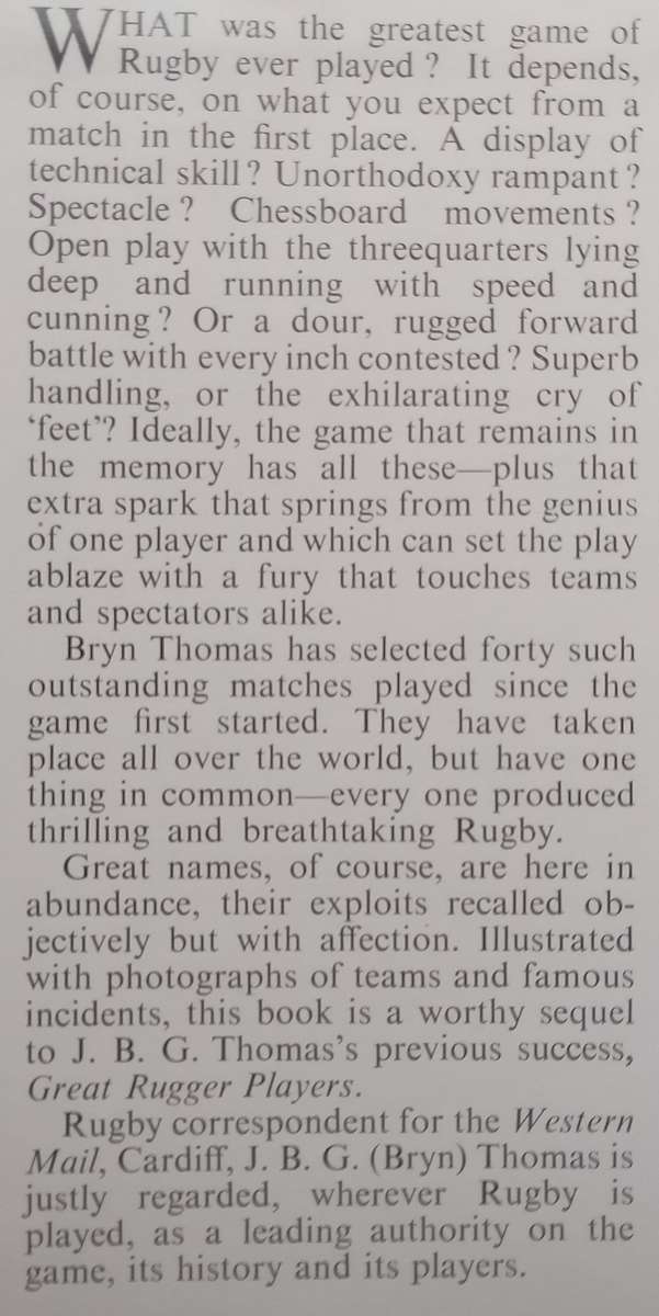 Great Rugger Matches | J. B. G. Thomas