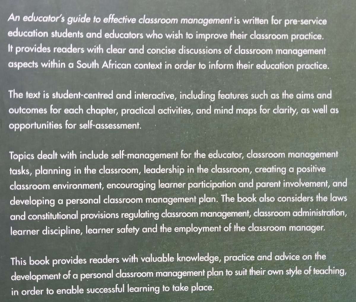 An Educators Guide to Effective Classroom Management | S. A. Coetzee, et al.