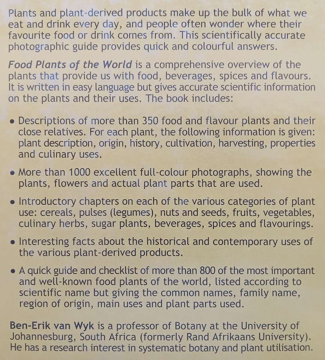 Food Plants of the World: Identification, Culinary Uses and Nutritional Value | Ben-Erik van Wyk