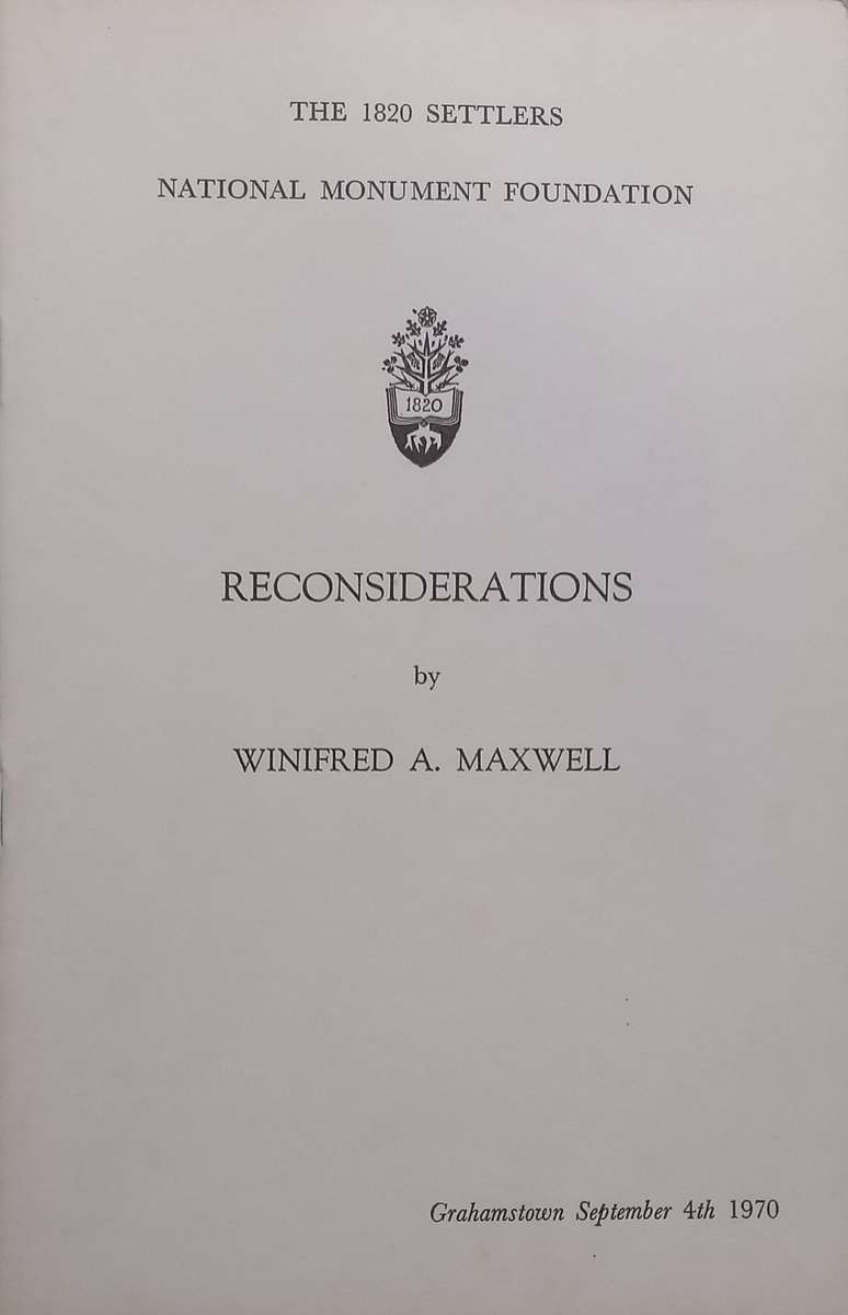Reconsiderations (Dugmore Memorial Lecture 1970) | Winifred A. Maxwell