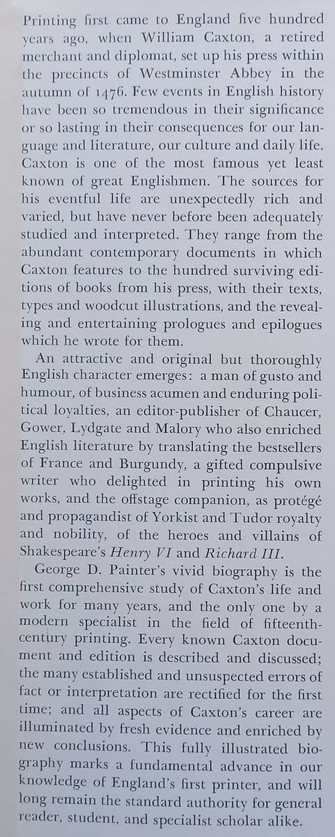 William Caxton: A Quincentenary Biography of Englands First Printer | George D. Painter