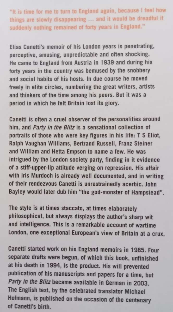 Party in the Blitz: The English Years | Elias Canetti
