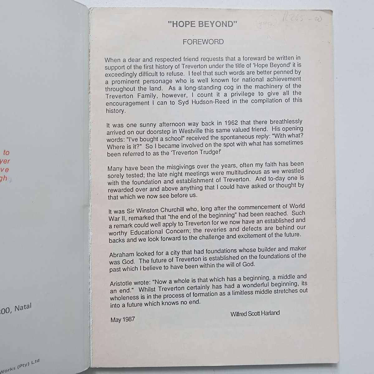 Hope Beyond: A Memoir of Trevertons First Twenty One Years | Sydney Hudson-Reed